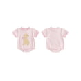 thumbnail image 2 of BemeyourBBs Newborn Baby Girl Summer Clothes PInk Plaid Bubble Romper One Piece Outfit Puppy Dog Embroidery Crew Neck Short Sleeve Infant Bodysuits Jumpsuits, 2 of 9