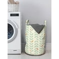 thumbnail image 3 of Modern Laundry Bag, Pastel Themed Pattern of Grunge Leaves Symmetric Vertical Branches, Hamper Basket with Handles Drawstring Closure for Laundromats, 13" x 19", Champagne and Pale Teal, by Ambesonne, 3 of 4