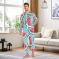 thumbnail image 4 of Watermelon Adult Onesie Pajamas Slim Fit Christmas One Piece Suit Pjs for Women and Men Hooded Zipper, 4 of 7