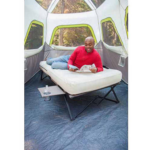 coleman twin airbed folding cot with side table and 4d battery pump