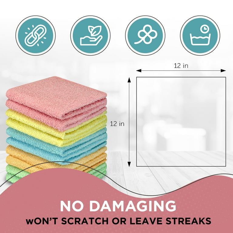 DecorRack 100% Cotton Wash Cloth, 12 x 12 inch, Pastel Colors (20 Pack)