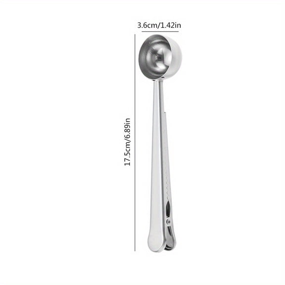 1pc Coffee Scoops With Bag Clip, 2 In 1 Stainless Steel Measuring Spoon, Sealing Clamps, Multifunctional Milk Powder Scoop With Sealing Clip, Kitchen Accessories