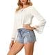 thumbnail image 4 of INSPIRAR CHIC Estilo Blusas de Mujer con Mangas de Campana Boho Encaje Ojal Cintura Fruncida Blusa Campesina L Blanca, 4 of 7