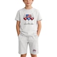 thumbnail image 2 of Stamzod Boys Girls Two Piece Outfits Unisex Short Sleeve T Shirt and Shorts Lounge Set 4Th Of July Summer Clothes White B 13 Years, 2 of 10