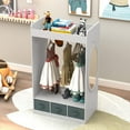 thumbnail image 4 of Kids Dress up Storage with Mirror and Storage Bin,Kids Play Armoire Dresser with Mirror,Kids Costume Organizer, Pretend Storage Closet for Kids,Costume Storage Dresser (Style 2-White), 4 of 13