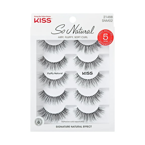KISS So Natural, False Eyelashes, Fluffy Natural, 10mm-12mm, 5 Pairs