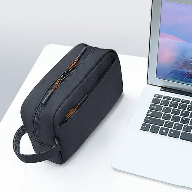 Bolsa multifuncional para guardar accesorios digitales | Organizador impermeable de gran capacidad con compartimentos | Bolsa portátil para tecnología, maquillaje y artículos de aseo | 24 x 14 x 9 cm