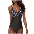 thumbnail image 1 of Wyzesi Women'S Color Matching Swimsuit Geometric Patterns Swimwears Black L, 1 of 6