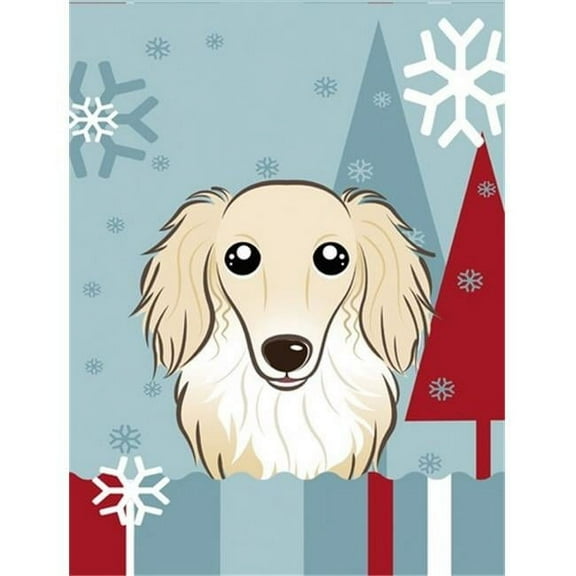 Caroline's Treasures BB1708GF Winter Holiday Longhair Creme Dachshund Flag Garden Size , Small, multicolor