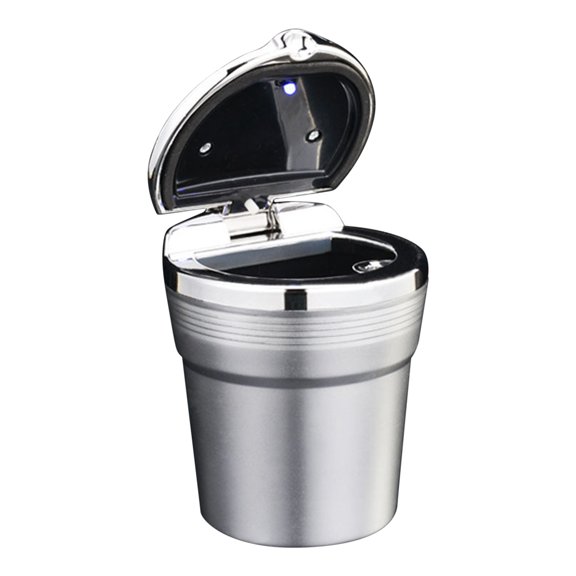 Tahtuvzn School Kitchen Accessories Vehicle Ashtray with LED Light Metal Stainless Steel, Home Gifts