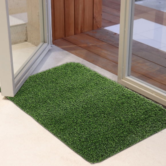 Minkissy 1Pcs Natural Appearance Faux Grass Mat for Entrance and Garden Decor 35.4x23.6x0.8in
