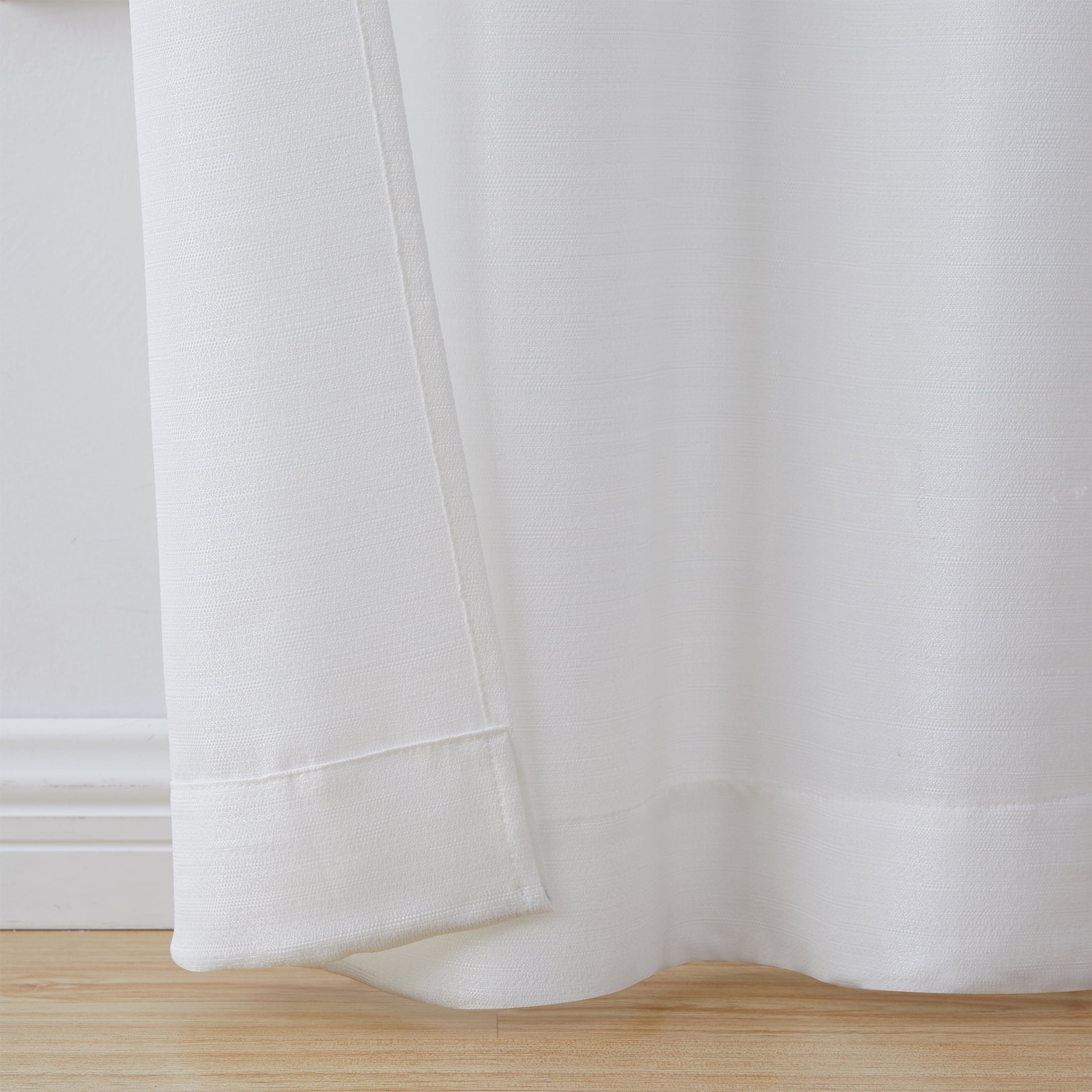 Mainstays Textured Solid Light Filtering Curtain Panels, Set of 4, White, 28"W x 84"L