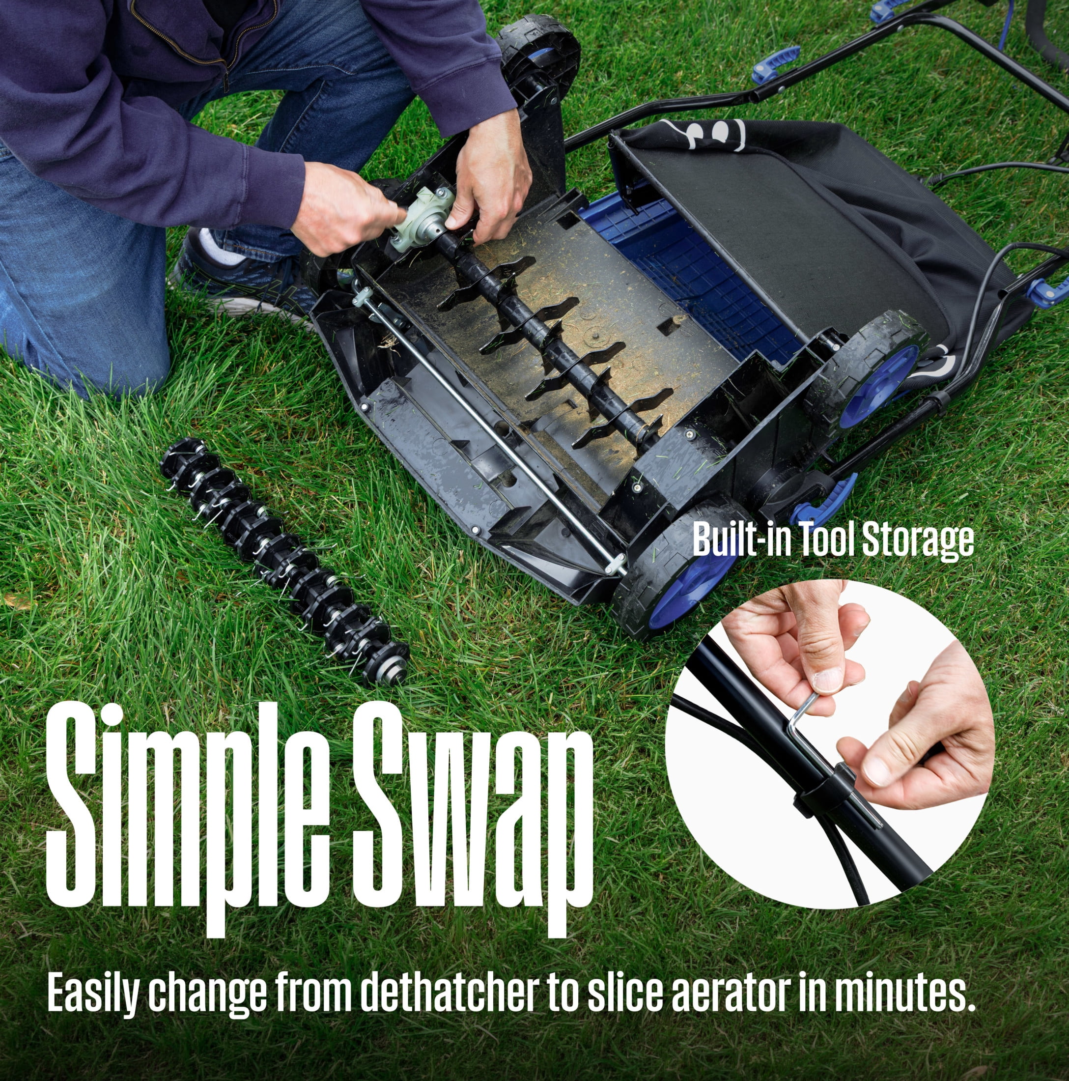 Westinghouse W13ADAC 13-Inch 12 Amp 2-in-1 Corded Electric Dethatcher and Aerator with 8 Gallon Thatch Collection Bag, 4-Position Depth Adjustment, Foldable Handle