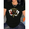 thumbnail image 1 of Camiseta Básica para Mujer Verano TranspirableElegant Style, Women's Casual Crown of Spades Graphic T-Shirt - Stylish Round Neck Short Sleeve, Comfortable Polyester Blend, Perfect for Summer Fashion, 1 of 7