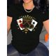 thumbnail image 1 of Camiseta Básica para Mujer Verano TranspirableElegant Style, Women's Casual Crown of Spades Graphic T-Shirt - Stylish Round Neck Short Sleeve, Comfortable Polyester Blend, Perfect for Summer Fashion, 1 of 7