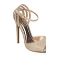 thumbnail image 1 of New Women Qupid Glee-132 Glitter Peep Toe D'orsay Ankle Strap Stiletto Pump, 1 of 5