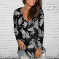 thumbnail image 2 of ZMHEGW Womens T Shirts Loose V Neck Flower Printed Long Sleeve Printed T-Shirts For Women Trendy Top, 2 of 4