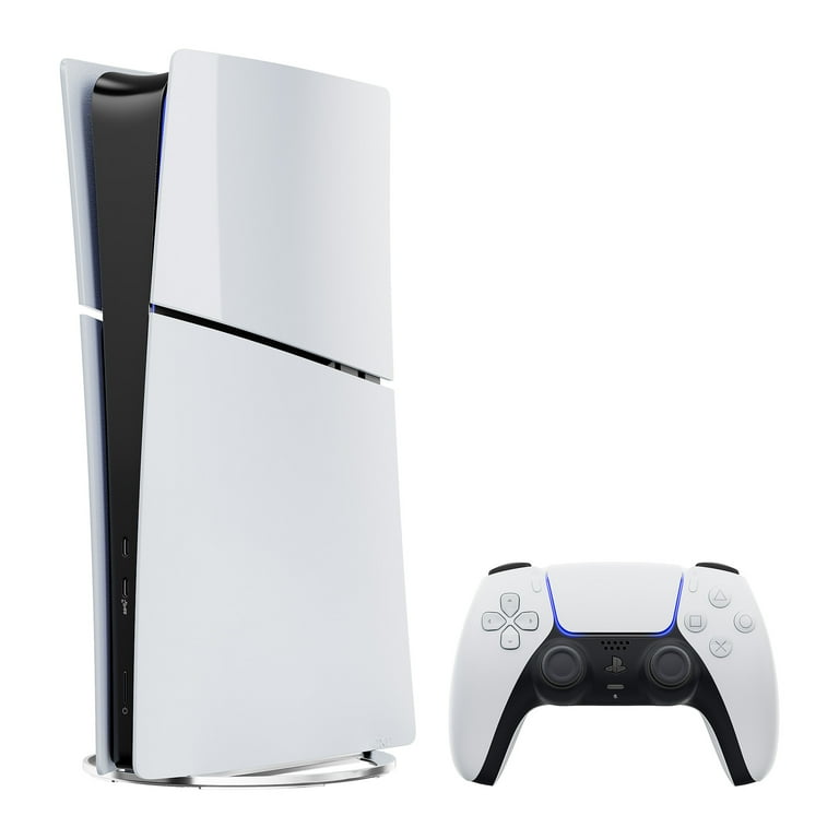 2023 New PlayStation 5 Slim Digital Edition Bundle with Two Controller  White and Starlight Blue Dualsense and Mytrix Controller Charger - Slim PS5  1TB 