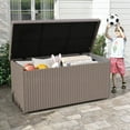 thumbnail image 2 of Craftian 260 Gallon Large Wicker Deck Box,Outdoor Garden Waterproof Storage Box,69.7x 32.3x 35.4 inch,Brown, 2 of 10