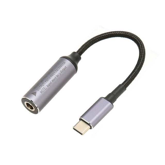 Cable de CC a tipo C, 5,5x2,5mm, 100W, 6,8 pulgadas de largo, entrada hembra, Cable de nailon tipo C a DC5525 para tableta, teléfono y PC