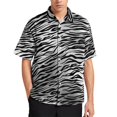 thumbnail image 3 of Camisa informal con estampado de rayas de piel de tigre para hombre, camisa hawaiana de vacaciones de manga corta, camiseta de gran tamaño para hombre, blusas, ropa, 3 of 5