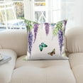 thumbnail image 5 of Purple Wisteria Flower Throw Pillow Covers 18x18 Set of 2,Purple Floral Butterfly Decorative Pillow Cases for Bedroom Sofa Couch, 5 of 6