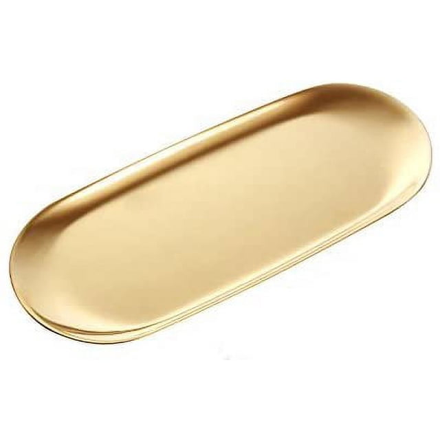 Toallero ovalado de acero inoxidable placa de almacenamiento grande dorado
