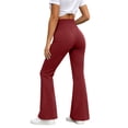 thumbnail image 4 of Qgtaibl Womens High Waisted Flare Yoga Leggings Crossover V Waist Tummy Control Bell Bottom Tights Stretch Slim Fit Non-See Through Sweatpants Wine XL, 4 of 4