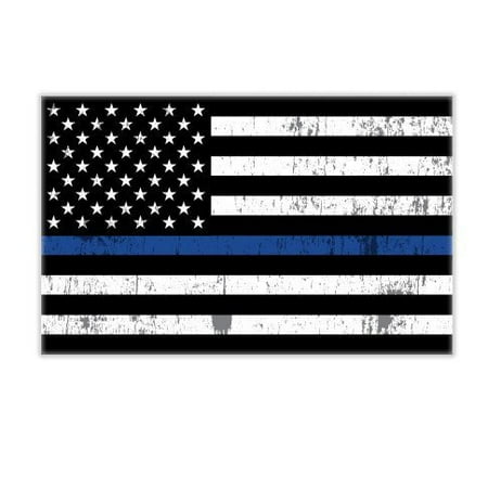 Gifted Line Stickers - Thin Blue Line Police American Flag Grunge - Vinyl Sticker Waterproof Decal Sticker 5