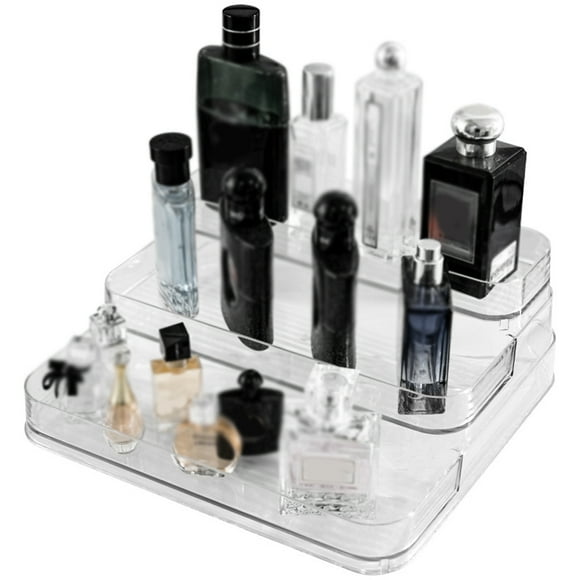 TFixol Luxury Acrylic Perfume Display Stand - 3-Tier Transparent Makeup Organizer for Vanity, Cosmetics, and Fragrances, Elegant Storage Solution for Bathroom or Dressing Table
