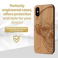 thumbnail image 2 of Case Yard Wooden Case Outside Soft TPU Silicone, Slim Fit Shockproof Wood Protective Phone Cover for Girls Boys Men and Women, Supports Wireless Charging Headphone Skull Design case for iPhone-X, 2 of 7