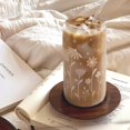 thumbnail image 4 of Vaso para beber SANDJEST de vidrio floral de 16 oz con tapa y pajita, 4 of 7