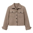 thumbnail image 3 of Jackets For Women Plaid Lapel Button Up Long Sleeve Cropped Coats With Pockets Casual Vintage Outerwear Lightweight Short Shacket For Daily Outerwear, 3 of 4