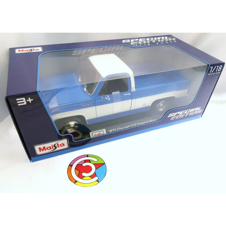 1974 Chevrolet C10 Cheyenne Super Blue & White 1:18 Die Cast