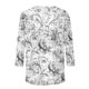 thumbnail image 3 of Tops de Manga Larga de Mujer 3/4 Manga Flores Impresas Cuello Redondo Blusa Casual Estiramiento Suave, 3 of 5