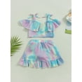 thumbnail image 4 of Bagilaanoe Toddler Baby Girls Swimsuits 2 Piece Bikinis Set Tie-dye Print Sleeveless Camisole Tops + Ruffled Beach Skirt 6M 12M 18M 24M 3T 4T Kids Swimwear Bathing Suit Beachwear, 4 of 8