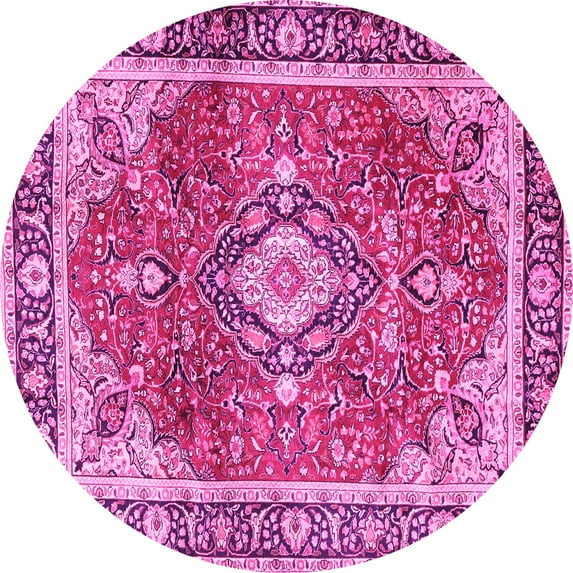 Ahgly Company Indoor Round Medallion Pink Traditional Area Rugs, 6' Round