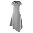 thumbnail image 5 of Women's Hooded Midi Dress, Short Sleeve Cut Out Back Casual Summer Dress, Irregular Hem Beach Dress for Vacation and Daily Wear Grey L, 5 of 6