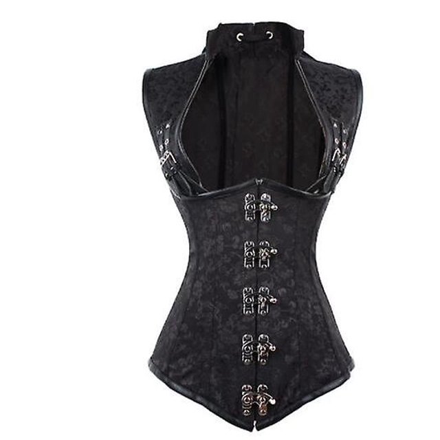 Sexy Corselets espiral acero deshuesado Punk Retro Underbust Steampunk Bustier corsé para mujer ropa gótica de talla grande Korsett4XL