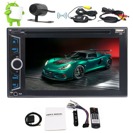 Double 2Din Car Stereo 6.2 Inch Capacitive Touch Screen Car GPS DVD Player In Dash Navigation Radio Audio Receiver Bluetooth Headunit Support WiFi 1080P Video with Wireless Backup