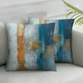 thumbnail image 3 of Acheng Gold and Blue Abstract Art Short Plush Pillowcase Set of 2 White, 3 of 7