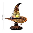 thumbnail image 3 of Diceymbol Halloween Stained Glass Witch Hat Lamp Gothic Night Light for Bedroom Mantel Shelf Decor 12 Inch, 3 of 8