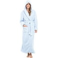 thumbnail image 1 of Women's Plush Fleece Robe with Hood, Long Warm Solid Bathrobe, 1 of 7