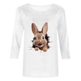 thumbnail image 4 of YanHoo Hauts pour Femmes Manches 3/4 Col Rond T-Shirt Imprimé de Pâques Décontracté Joyeuses Pâques Lapin Hauts T-Shirts de Printemps Amusants Œufs de Pâques Graphiques Cadeaux de Pâques pour Femmes, 4 of 5