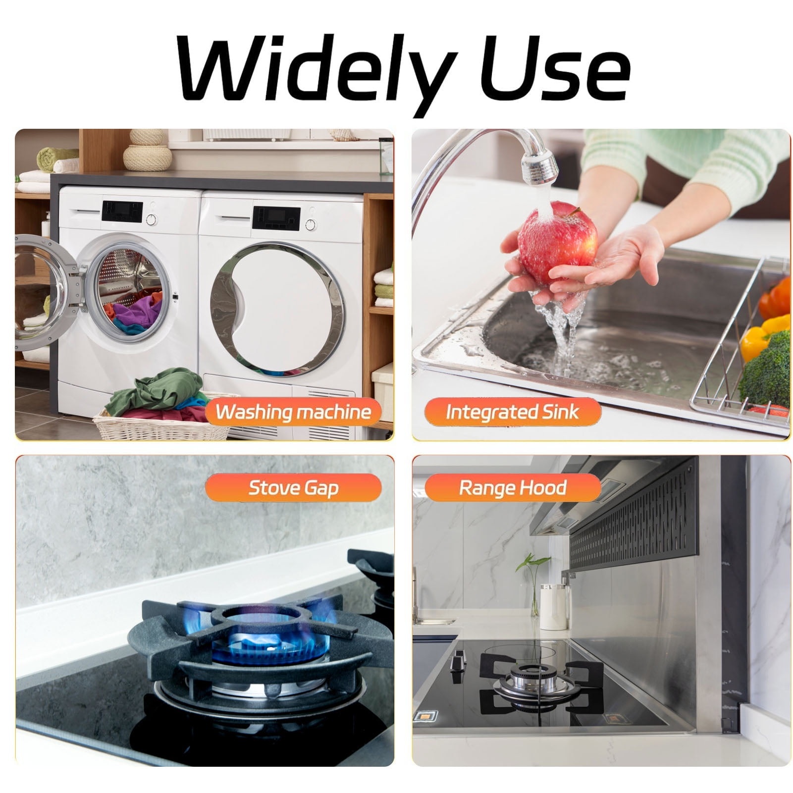 Suodoka Stove Gap Cover 304 Stainless Steel Easy Clean Range Trim Kit Cooktop Guard Filler For Kitchen Type B 25.59 Inches / 65 cm Length, 2 Count Included [cite: 25]