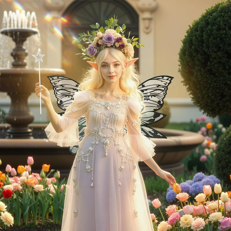 Tinker Bell Wings Girl's Fairy Costume Accessory Set - Green Glitter Wings (20"), Flower Headband & Star Wand Tinkerbell Costume Toddler Tinker Bell Wings Girl's Fairy Costume Accessory Set - Green Glitter Wings (20"), Flower Headband & Star Wand Tinkerbell Costume Toddler