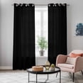 thumbnail image 5 of Pure Black Kitchen Curtains 84 Inch Length, Simple Solid Color Grommet Top Bedroom Living Room Curtains, Light Filtering Cafe Curtain Drapes 2 Panels Set 84''x84'', 5 of 8