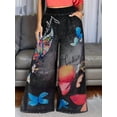 thumbnail image 4 of Women'S Summer High Waist Floral Print Loosse Wide Leg Pants with Pockets Black L, 4 of 6