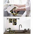 thumbnail image 5 of Yellow Geometric Kitchen Dish Towels for Drying Dishes Set of 3, Modern Abstract Simple Lines Black Waffle Weave Microfiber Hand Tea Bathroom Towels Quick Dry & Absorbent Towel 12x12, 5 of 7