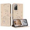 thumbnail image 2 of Flip Case for Samsung Galaxy Note 20 PU Leather Wallet Case with RFID Blocking Card Slot & Cash Pocket Magnetic Clasp Stand Function Cover Cat Patterned with Wrist Strap Phone Case,Beige, 2 of 9